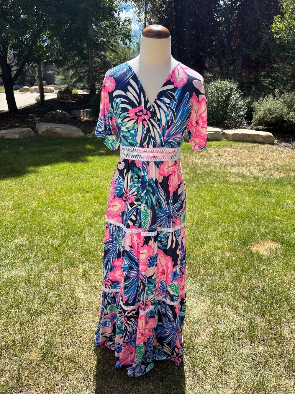 Lilly Pulitzer Maribella Maxi Dress Sugar Mambo Floral Tropical Sz 2
